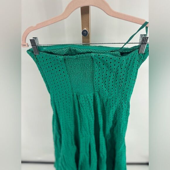 Maeve by Anthropology long green eyelet strapless dress size 8 - Picture 7 of 12